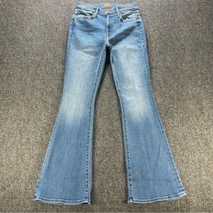 Mother The Weekender Jeans Womens 27 Blue Flare Mid Rise Made USA Layover Denim